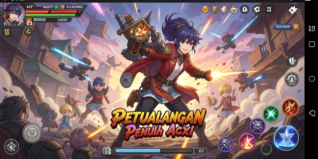 Tampilan gameplay seru dan karakter anime ikonik.