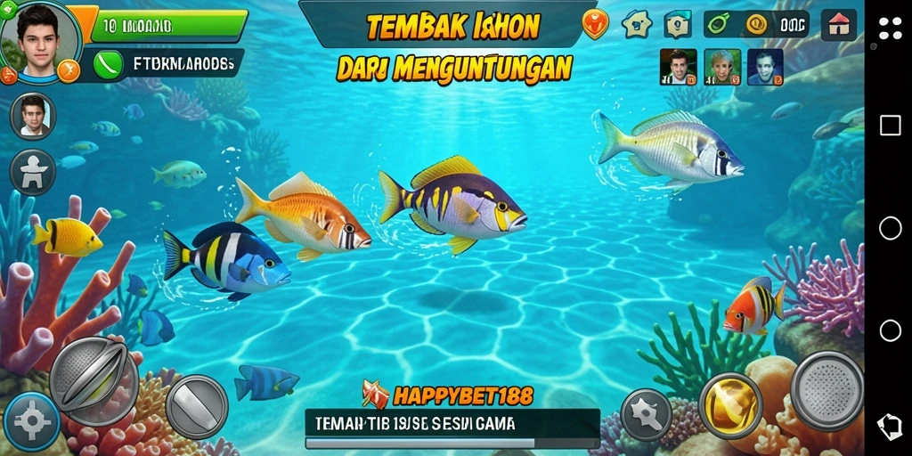 Tampilan gameplay Tembak Ikan yang seru dan penuh warna.