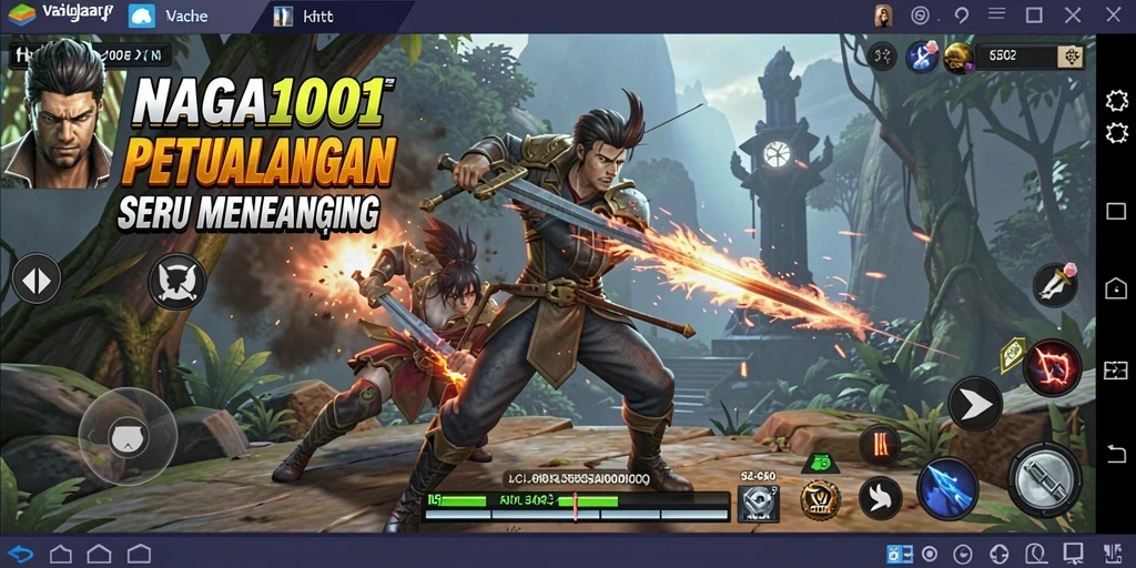 Screenshot aksi intens gameplay NAGA1001 dengan berbagai karakter.
