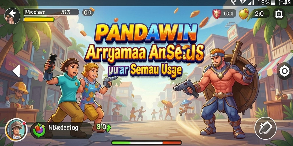 Screenshot utama dari gameplay seru PANDAWIN yang penuh warna.