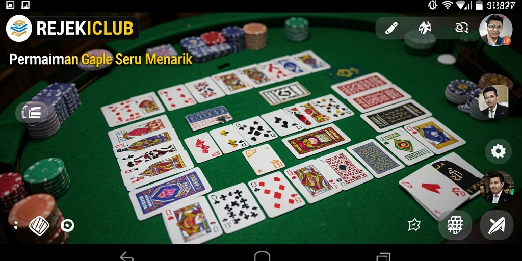 Tampilan gameplay seru di REJEKICLUB dengan fitur interaktif Gaple.