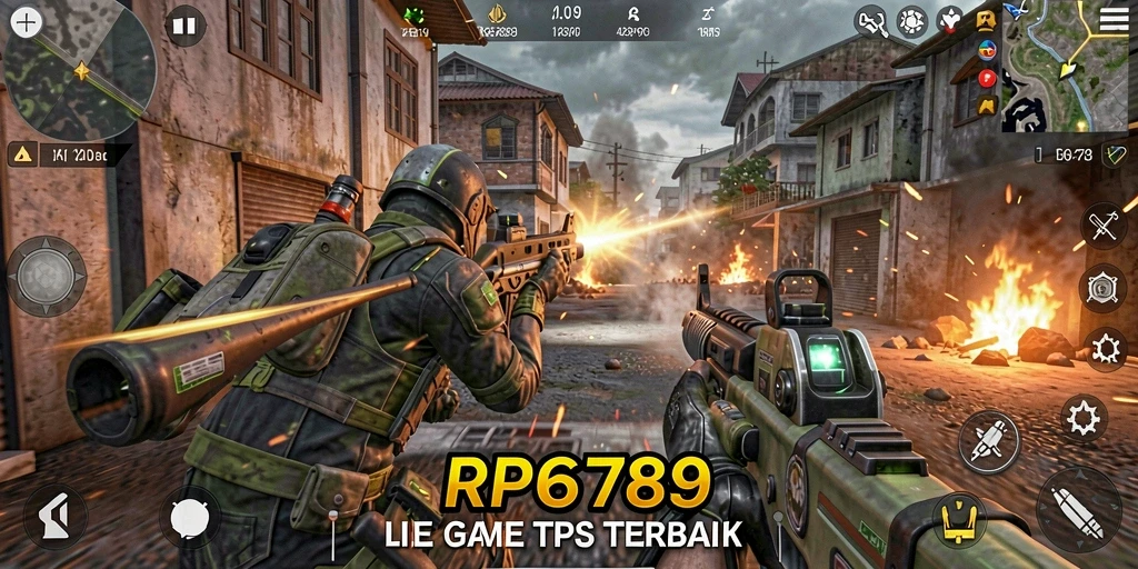Screenshot gameplay RP6789 menampilkan aksi seru di medan perang.